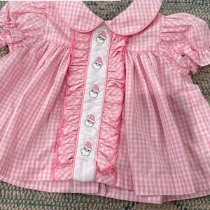 Pink Gingham Kids Set with Embroidered Details